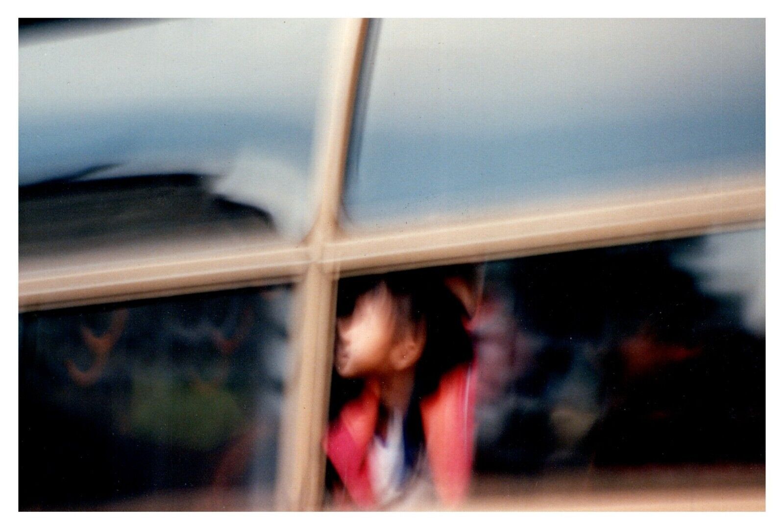 1980s Young Girl Looking Out Bus Window Abstract Reflection Vintage Ph ...