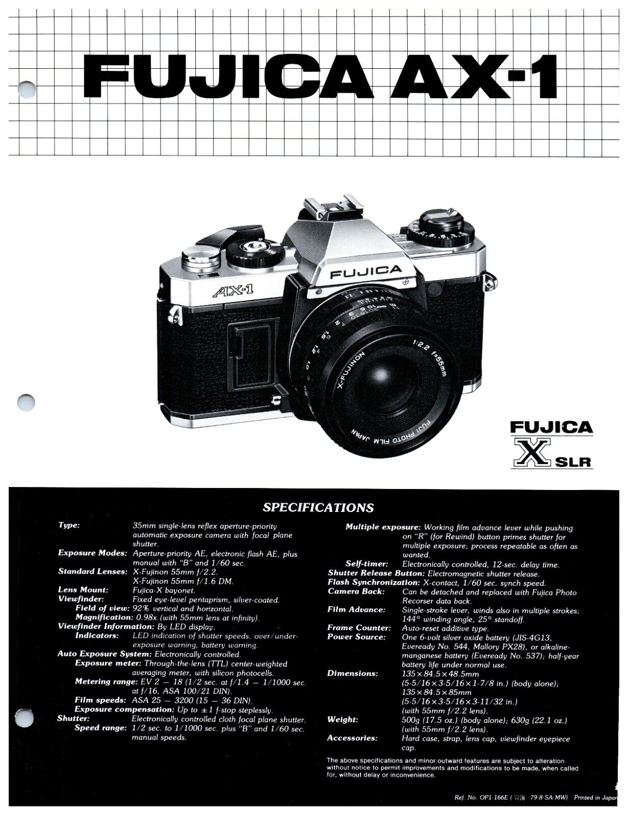 1980s Fujica AX-1 35mm Film Camera Ad Vintage Brochure RARE – techrewinds